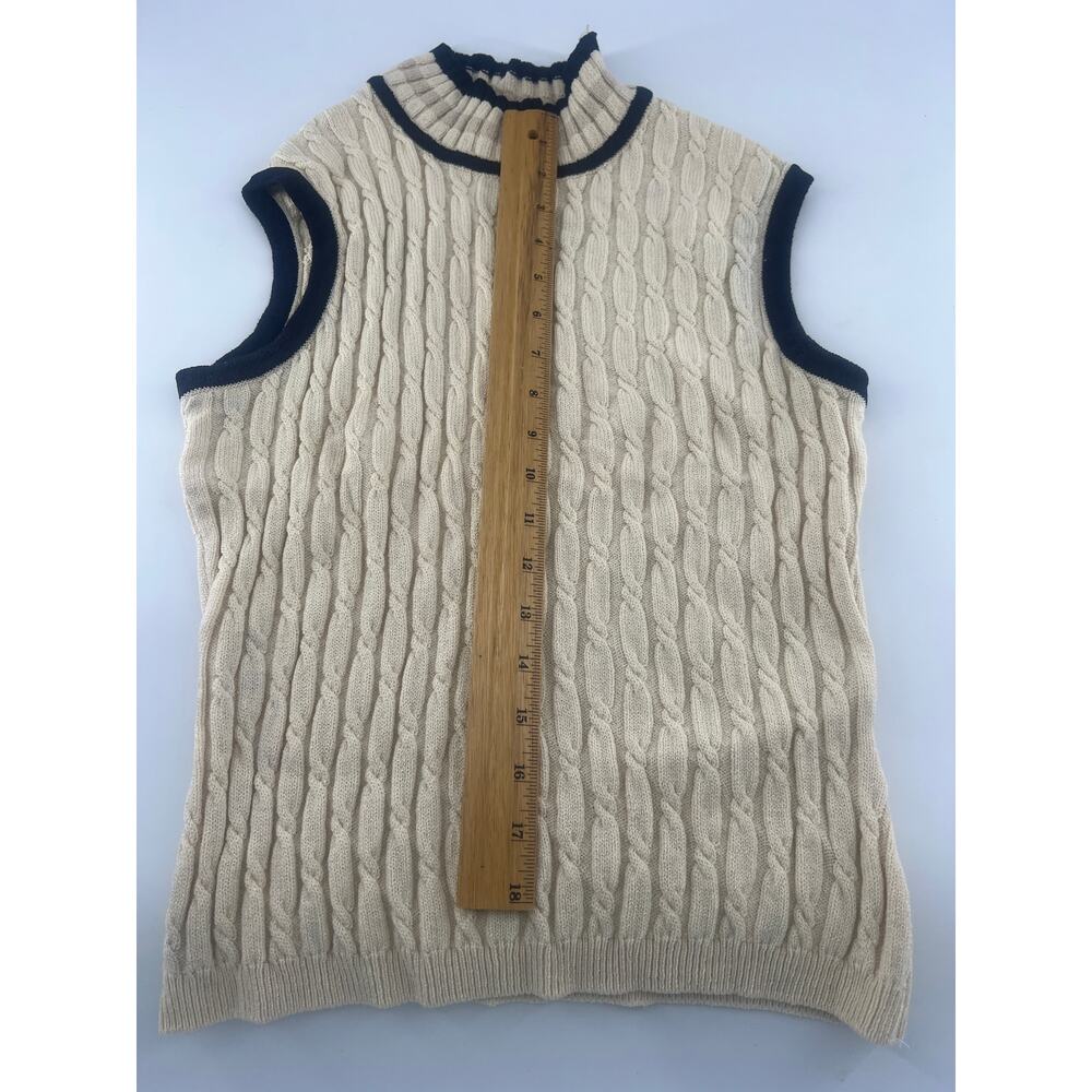 St. John Collection by Marie Gray Sweater Vest Womens Small Cream Ivory Blue - Picture 4 of 9